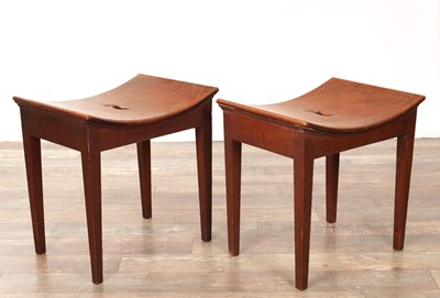 Lot 1304 - A PAIR OF 19TH CENTURY COUNTRY HOUSE SADDLE SEAT HALL BENCHES