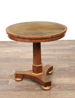 Lot 1256 - A REGENCY ROSEWOOD AND GILT WOOD OCCASIONAL TABLE