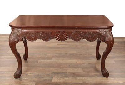 Lot 1342 - A 19TH CENTURY IRISH CARVED MAHOGANY SERVING TABLE IN THE MANNER OF HICKS OF DUBLIN
