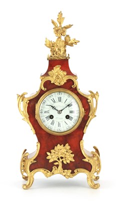 Lot 1542 - A LATE 19TH CENTURY FRENCH TORTOISESHELL AND ORMOLU MOUNTED MANTEL CLOCK
