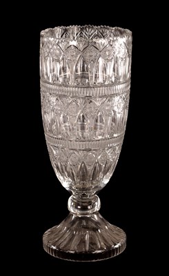 Lot 30 - AN OVERSIZED CUT GLASS TABLE VASE