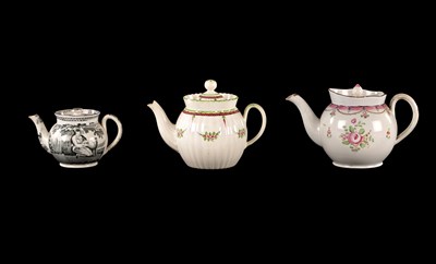 Lot 111 - A COLLECTION OF THREE GEORGE III CREAMWARE TEAPOTS