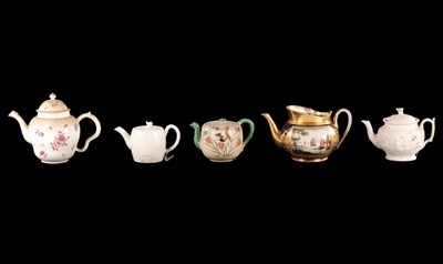Lot 95 - A COLLECTION OF FIVE 18TH AND 19TH CENTURY TEAPOTS