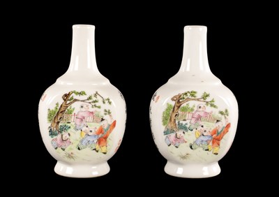 Lot 229 - A PAIR OF CHINESE FAMILLE ROSE PORCELAIN VASES