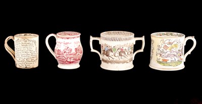 Lot 47 - A COLLECTION OF FOUR 19TH CENTURY CREAMWARE MUGS