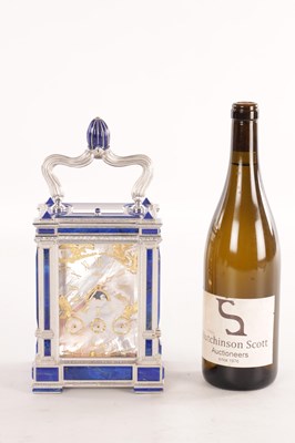 Lot 1525 - A FINE LIMITED EDITION GIANT SOLID SILVER AND LAPIS LAZULI GRAND SONNERIE CARRIAGE CLOCK MADE FOR ASPREY