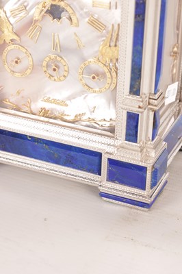 Lot 1525 - A FINE LIMITED EDITION GIANT SOLID SILVER AND LAPIS LAZULI GRAND SONNERIE CARRIAGE CLOCK MADE FOR ASPREY