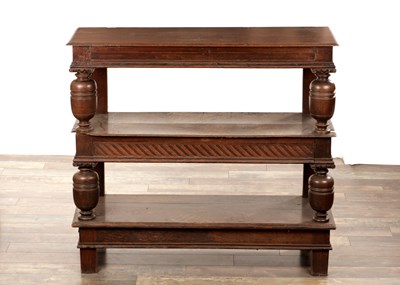 Lot 1267 - A 17TH CENTURY AND LATER OAK BUFFET