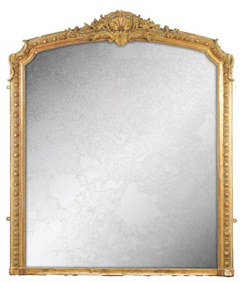 Lot 1333 - A LARGE 19TH CENTURY GILT GESSO OVER MANTEL MIRROR