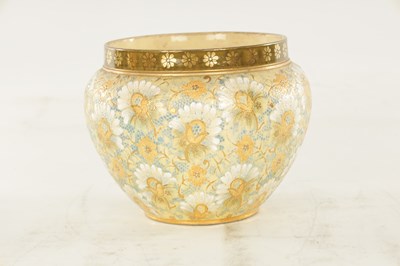 Lot 85 - TWO LATE 19TH CENTURY DOULTON LAMBETH ENGLAND SHOULDERED TAPERING JARDINERES