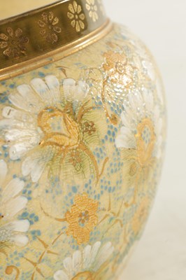 Lot 85 - TWO LATE 19TH CENTURY DOULTON LAMBETH ENGLAND SHOULDERED TAPERING JARDINERES