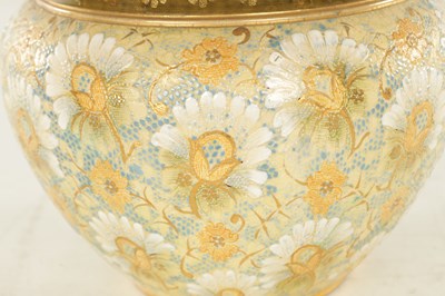 Lot 85 - TWO LATE 19TH CENTURY DOULTON LAMBETH ENGLAND SHOULDERED TAPERING JARDINERES