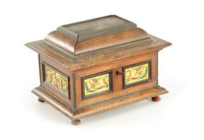 Lot 742 - A LATE 19TH CENTURY WALNUT AND PAINTED AESTHETIC WORK BOX