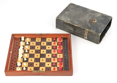 Lot 814 - A LATE 19TH CENTURY JACQUES, LONDON TRAVELLING 'IN STATU QUO' TRAVELLING CHESS SET