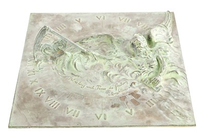Lot 1764 - A CAST FIGURAL BRONZE SUNDIAL BY LOUIS F. RAGOT