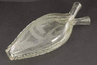 Lot 23 - A 19TH CENTURY BOHEMIAN DOUBLE SIDED CLEAR GLASS GIMMEL FLASK