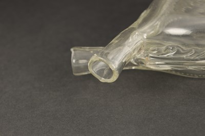 Lot 23 - A 19TH CENTURY BOHEMIAN DOUBLE SIDED CLEAR GLASS GIMMEL FLASK