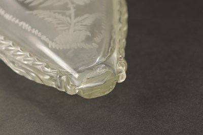 Lot 23 - A 19TH CENTURY BOHEMIAN DOUBLE SIDED CLEAR GLASS GIMMEL FLASK