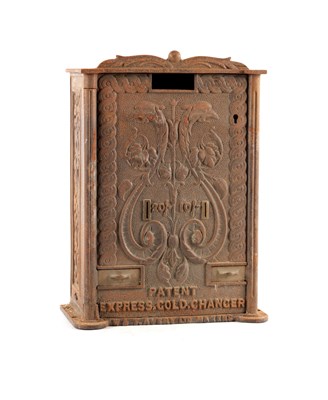 Lot 827 - A 19TH CENTURY CAST IRON PATENT EXPRESS GOLD CHANGER