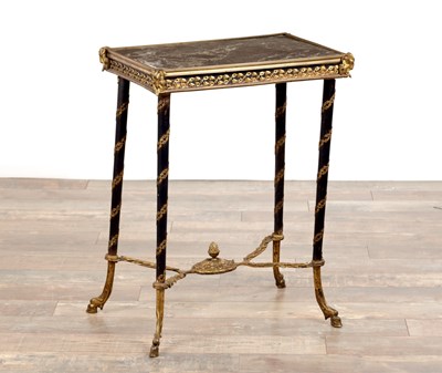 Lot 1276 - AN EARLY 19TH CENTURY FRENCH ORMOLU MOUNTED AND VERDE ANTIQUE MARBLE OCCASIONAL TABLE