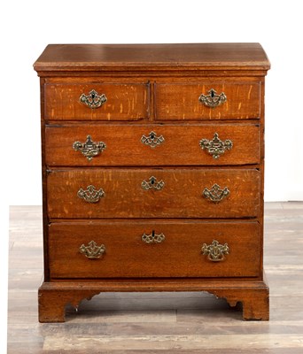 Lot 1234 - AN EARLY 18TH CENTURY OAK CHEST OF DRAWERS