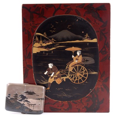 Lot 108 - A JAPANESE SILVER CIGARETTE CASE decorated...