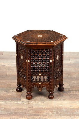 Lot 171 - A LATE 19TH CENTURY MIDDLE EASTERN MOORISH CARVED HEXAGONAL SHAPED TABLE