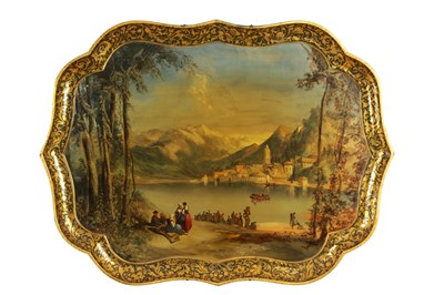 Lot 741 - A FINE 19TH CENTURY SHAPED LACQUERED TRAY BY JENNINGS AND BETTRIDGE