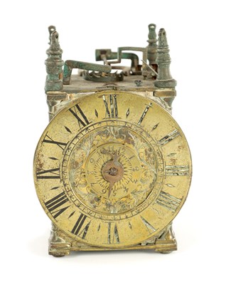 Lot 1653 - A MINIATURE 17TH CENTURY LANTERN CLOCK