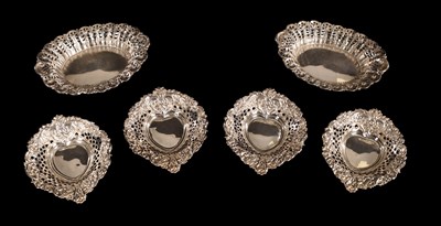 Lot 308 - A COLLECTION OF SIX FILIGREE BONBON DISHES