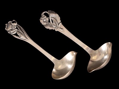Lot 320 - TWO DANISH SILVER ART NOUVEAU-STYLE LADLES