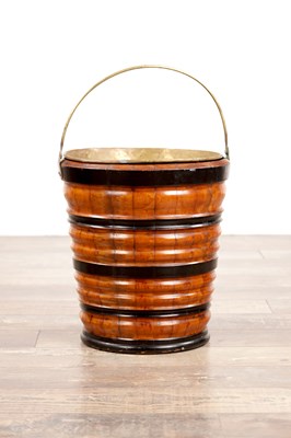 Lot 1198 - A 19TH CENTURY SEGMENTED MAHOGANY AND EBONISED DUTCH OYSTER BUCKET