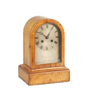 Lot 1751 - A MID 19TH CENTURY FRENCH BIRDSEYE MAPLE MANTEL CLOCK