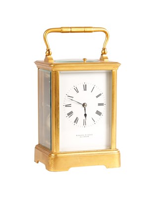 Lot 1737 - A LATE 19TH CENTURY FRENCH GILT CASED REPEATING CARRIAGE CLOCK