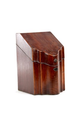 Lot 1158 - A GEORGE III FIGURED MAHOGANY KNIFE BOX