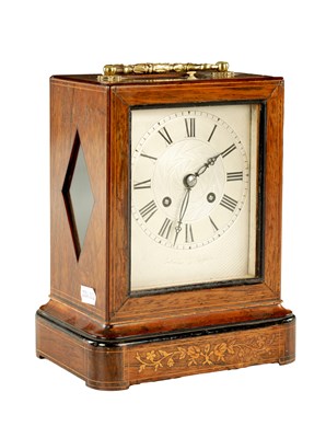 Lot 1587 - LAINE A PARIS. A MID 19TH CENTURY FRENCH ROSEWOOD MANTEL CLOCK