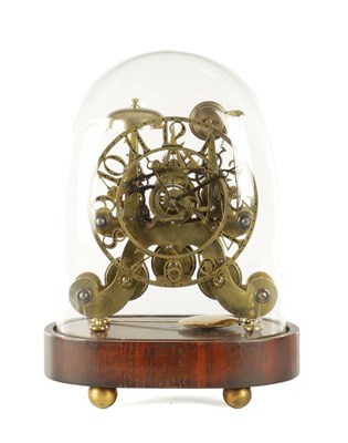 Lot 1592 - BENJAMIN PARKER, BURY ST EDMUNDS. A RARE MID 19TH CENTURY TRIPLE FUSEE QUARTER CHIMING SKELETON CLOCK