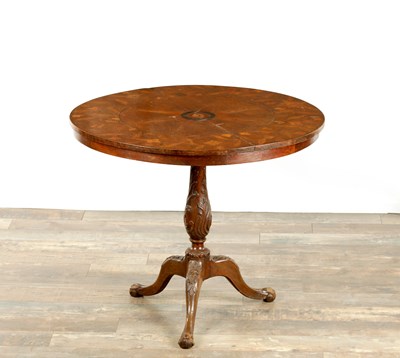 Lot 1179 - AN UNUSUAL 19TH CENTURY OAK AND MARQUETRY IRISH TILT-TOP TABLE