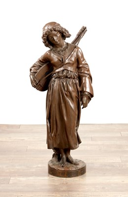 Lot 883 - ALEXANDRE JOSEPH FALGUIERE (1831-1900). A LARGE LATE 19TH CENTURY FIGURAL BRONZE "MIGNON"