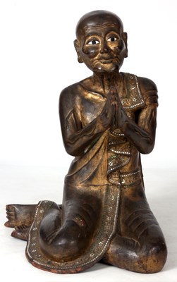 Lot 119 - A LARGE ANTIQUE CARVED GILT GESSO ORIENTAL...