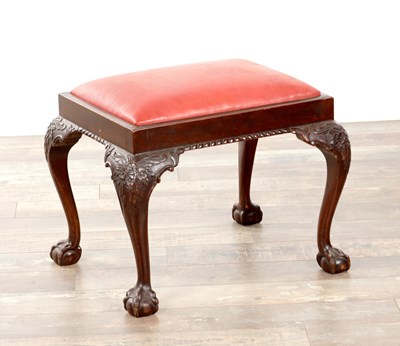 Lot 1161 - A 19TH CENTURY CARVED MAHOGANY IRISH DRESSING STOOL