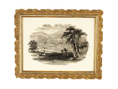 Lot 57 - A 19TH CENTURY ENGLISH PORCELAIN PLAQUE DEPICTING CHATSWORTH HOUSE