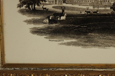 Lot 57 - A 19TH CENTURY ENGLISH PORCELAIN PLAQUE DEPICTING CHATSWORTH HOUSE
