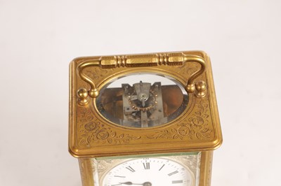 Lot 1465 - A LATE 19TH CENTURY FRENCH ENGRAVED STRIKING CARRIAGE CLOCK