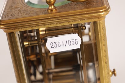 Lot 1465 - A LATE 19TH CENTURY FRENCH ENGRAVED STRIKING CARRIAGE CLOCK