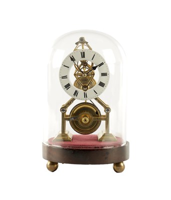 Lot 1552 - A MID 19TH CENTURY MINIATURE ENGLISH FUSEE SKELETON CLOCK