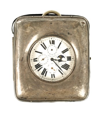 Lot 1423 - AN EARLY 20TH CENTURY SILVER WATCH STAND WITH MOONPHASE POCKET WATCH