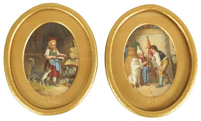 Lot 103 - A PAIR OF 19TH CENTURY KPM PORCELAIN PLAQUES