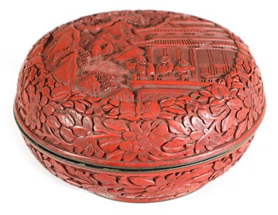 Lot 159 - A 19TH CENTURY CHINESE CINNABAR BOX AND COVER