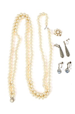 Lot 584 - A LARGE 18CT GOLD MOUNTED PEARL NECKLACE AND OTHER ITEMS